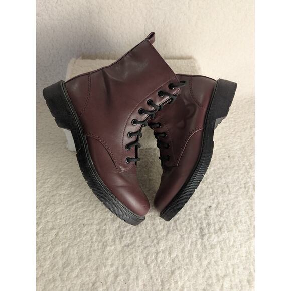 Combat Lug Boots Size 7.5 Military Style Women's Comfort Time & Tru Wine * - Picture 10 of 14
